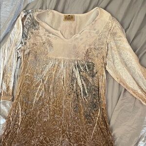SUKI JONES Women's Cream and Brown Top